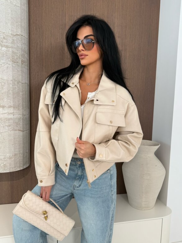 Kurtka Yesa eko skóra jasnobeżowa