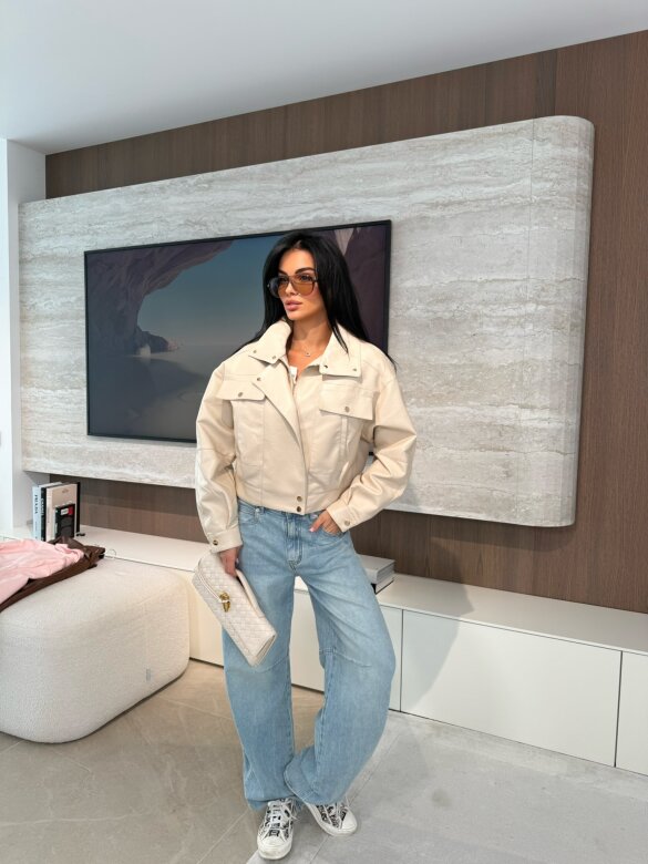 Kurtka Yesa eko skóra jasnobeżowa