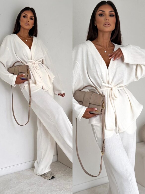 Komplet 2w1 Cento sztruksowy biały