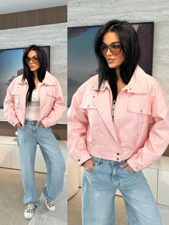 Kurtka Yesa eko skóra pudrowa