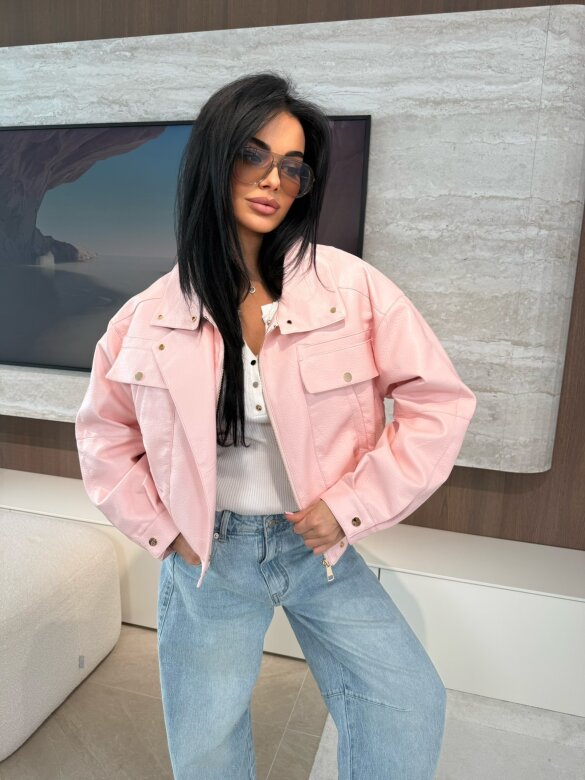 Kurtka Yesa eko skóra pudrowa