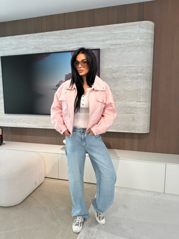 Kurtka Yesa eko skóra pudrowa