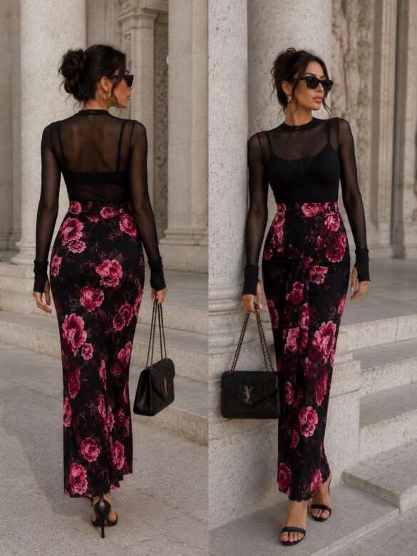 Skirt Lesillo black-pink