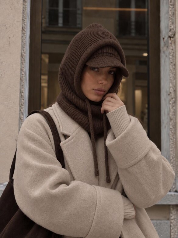 Komplet 2w1 Fashion z wełną czekoladowy