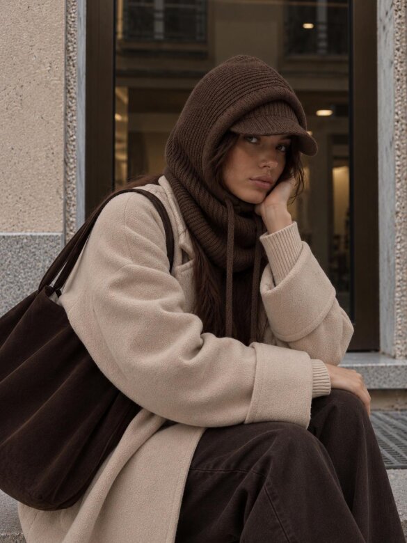 Komplet 2w1 Fashion z wełną czekoladowy