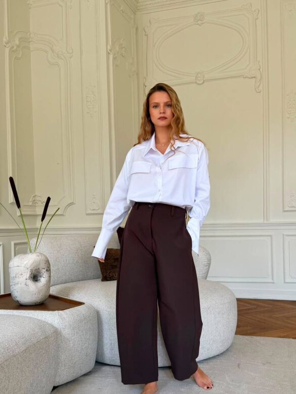 Trousers Cenillo elegant with viscose chocolate