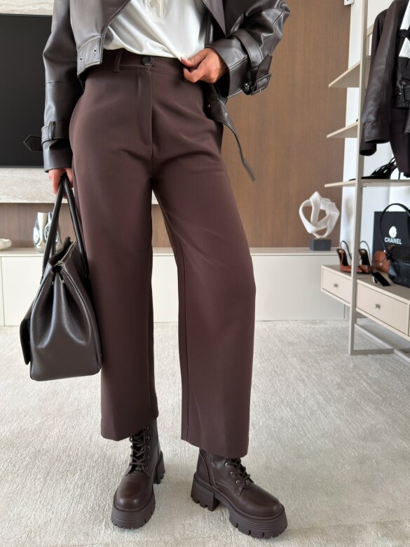Trousers Cenillo elegant with viscose chocolate