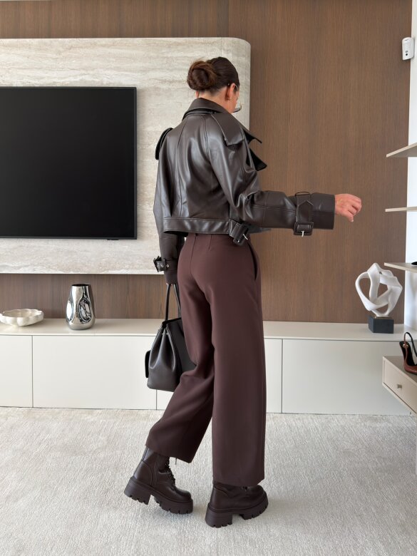 Trousers Cenillo elegant with viscose chocolate