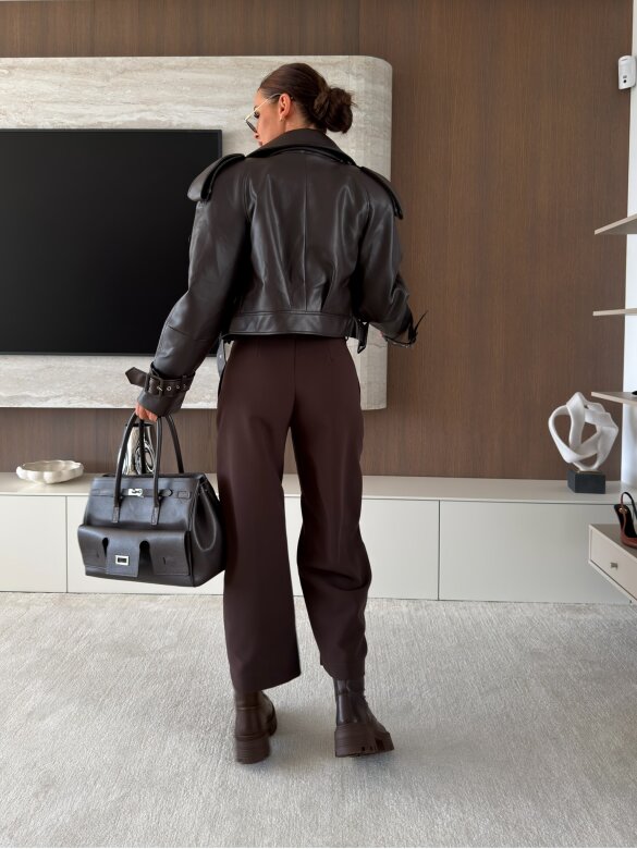 Trousers Cenillo elegant with viscose chocolate