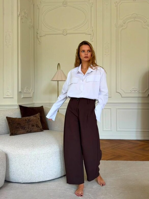 Trousers Cenillo elegant with viscose chocolate