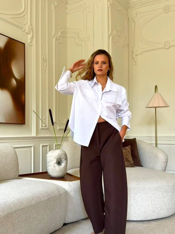 Trousers Cenillo elegant with viscose chocolate