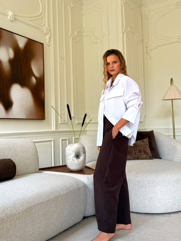 Trousers Cenillo elegant with viscose chocolate