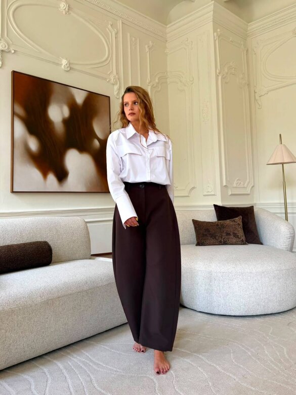 Trousers Cenillo elegant with viscose chocolate