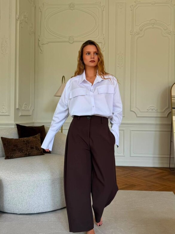 Trousers Cenillo elegant with viscose chocolate