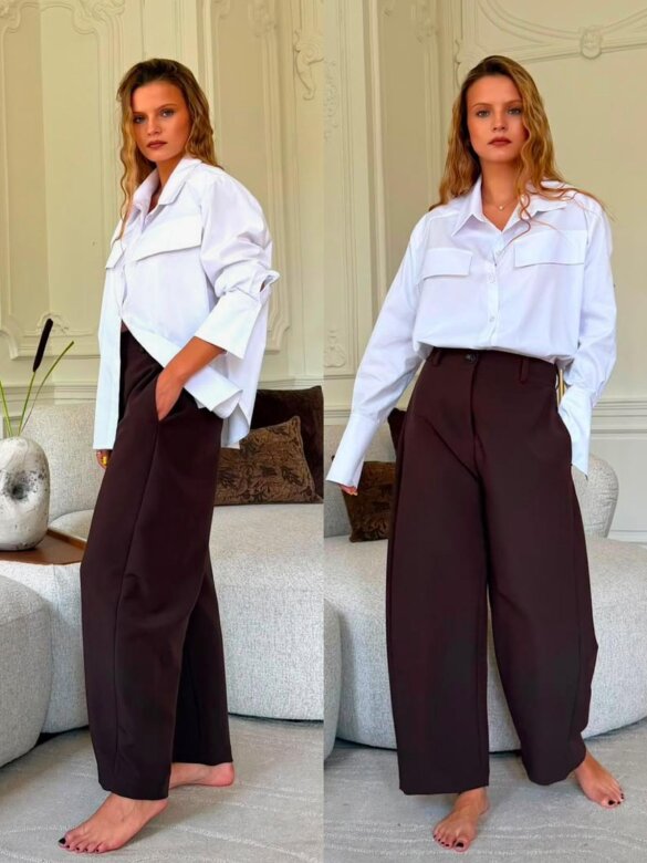 Trousers Cenillo elegant with viscose chocolate