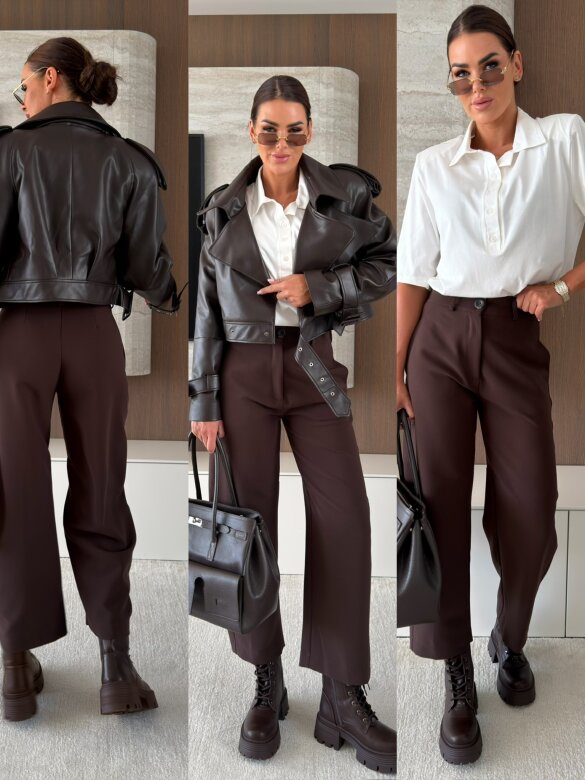 Trousers Cenillo elegant with viscose chocolate