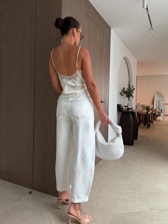 Spodnie Soliere balloon jeans białe