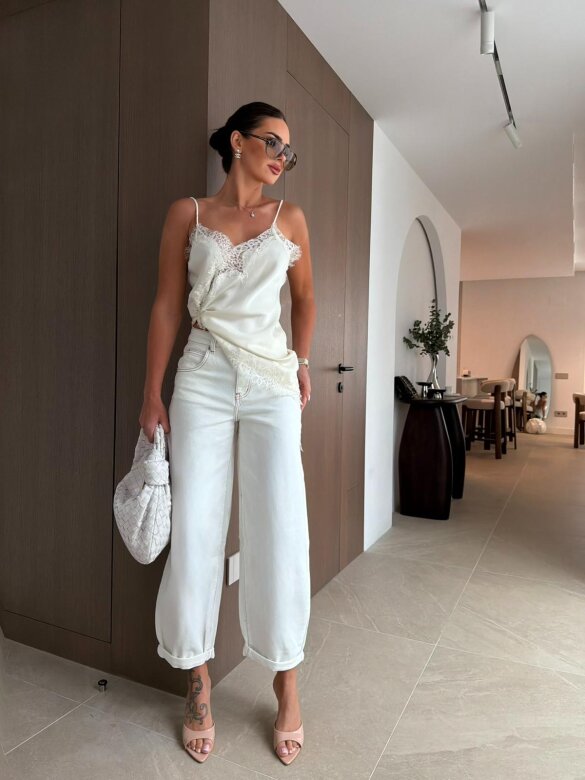 Spodnie Soliere balloon jeans białe