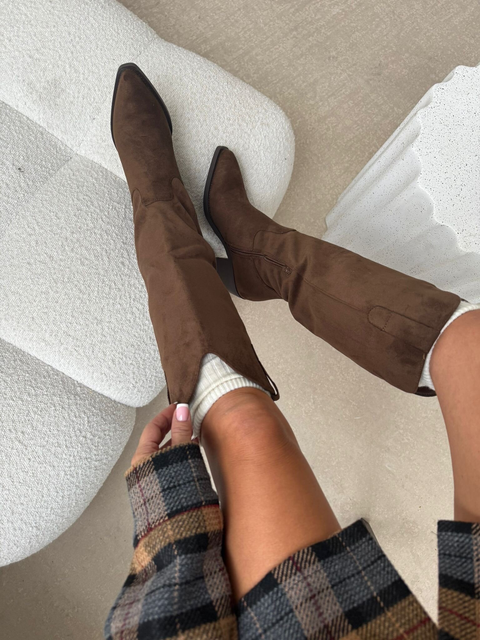 Kozaki Cassetti zamszowe brązowe 