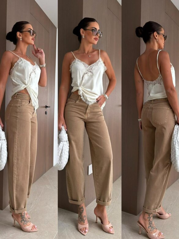 Trousers Rivelle balloon jeans caramel