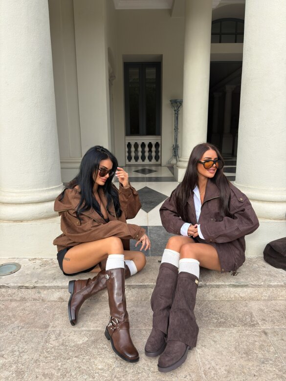 Kozaki Giovanne eko skóra brązowe