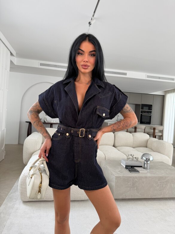 Kombinezon Mequi jeans ciemnoniebieski