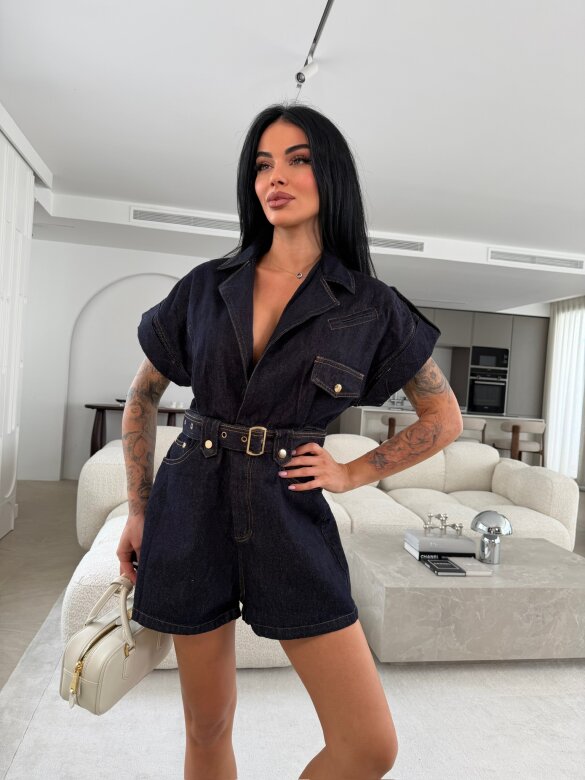 Kombinezon Mequi jeans ciemnoniebieski