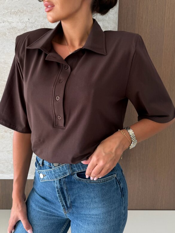 T-shirt Lossa bawełniany czekoladowy