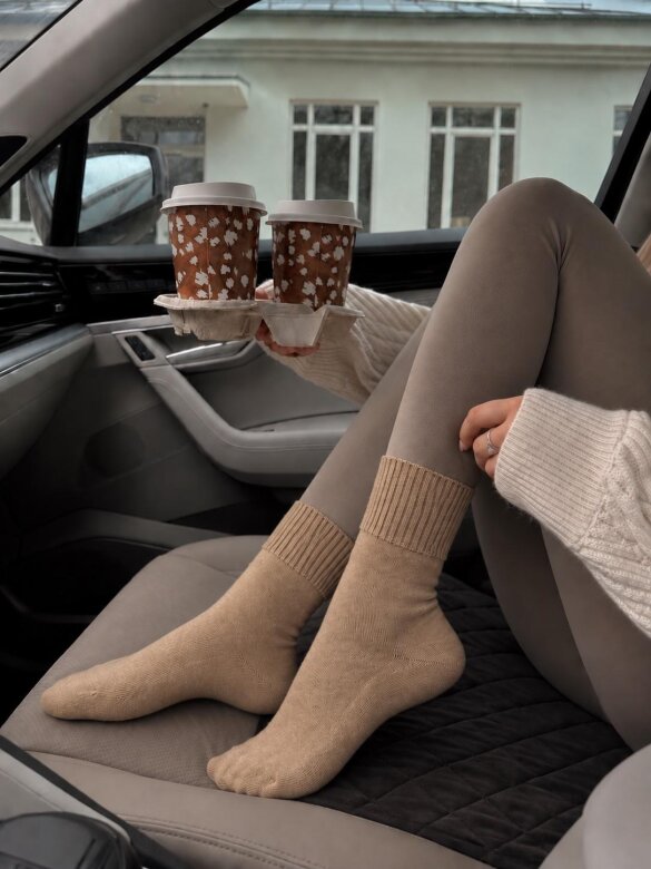 Skarpety Cozy z bawełną beżowe 