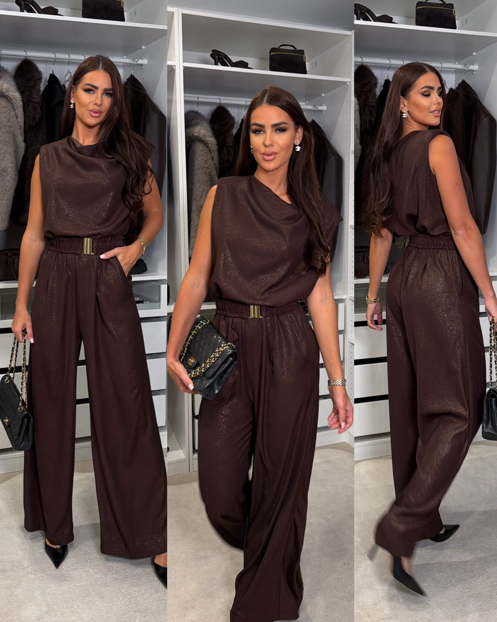 Kombinezon Barletto z wiązaniem czekoladowy 