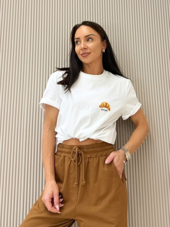 T-shirt Croissant biały