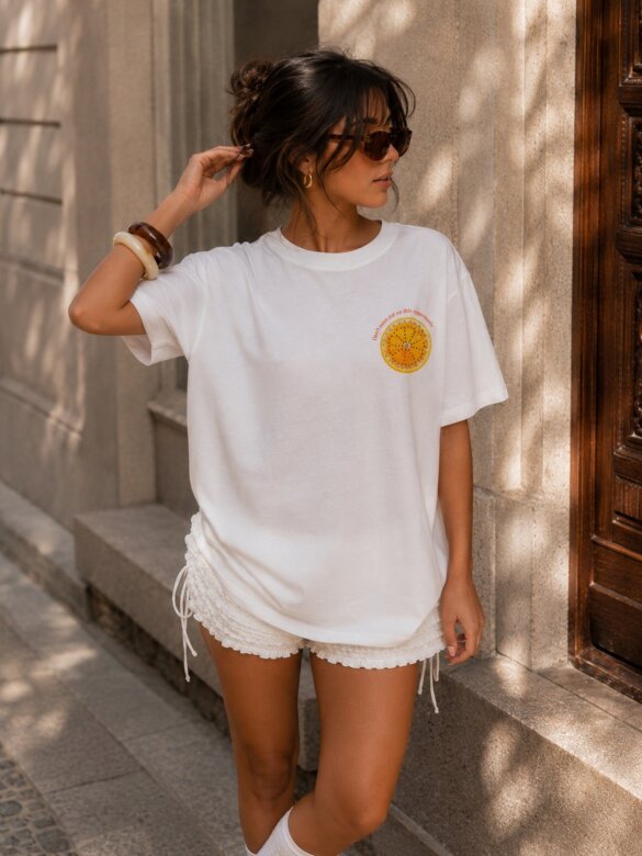 T-shirt Orange white