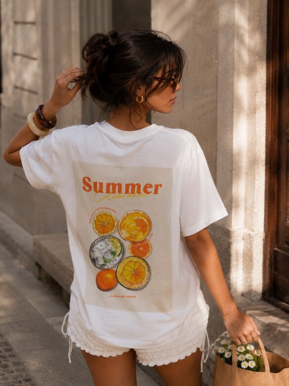T-shirt Orange white