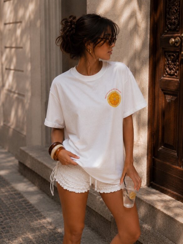 T-shirt Orange white