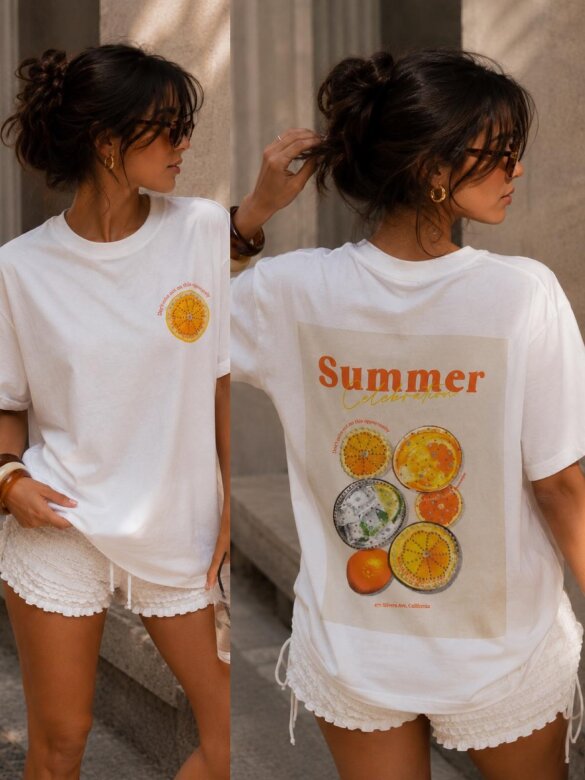 T-shirt Orange white