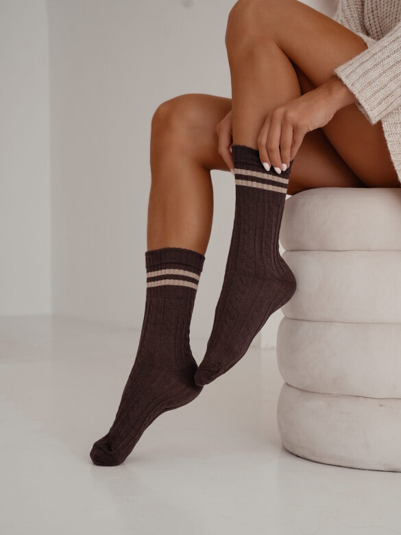 Socks Braides with cotton chocolate