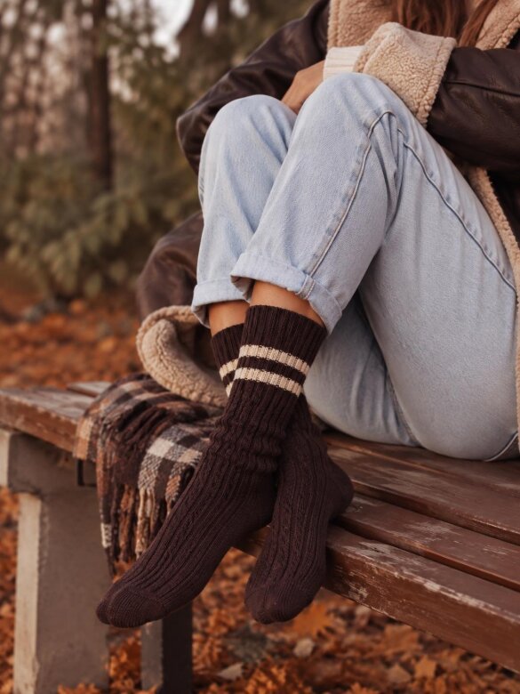 Socks Braides with cotton chocolate