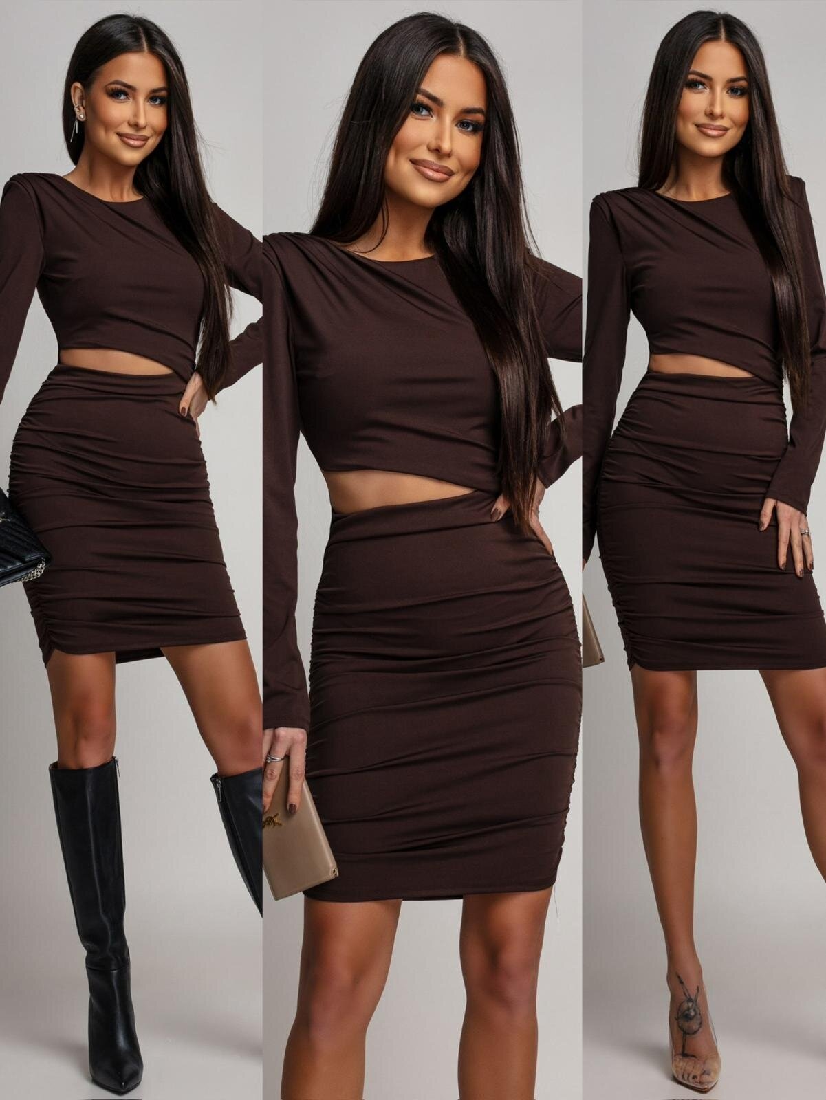 Sukienka Lisella brązowa 