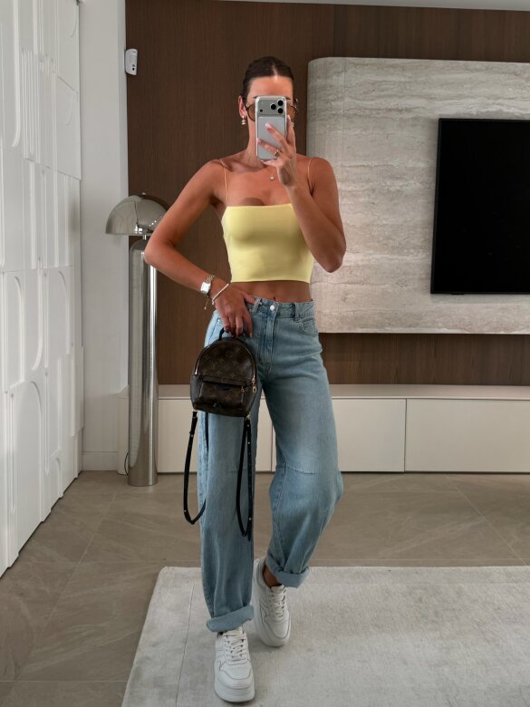 Top Aneto short żółty