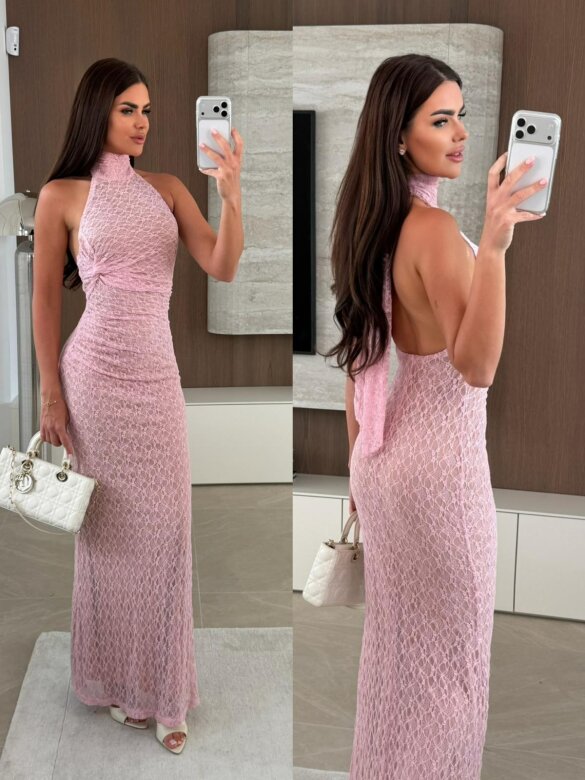 Sukienka Buenos maxi pudrowa