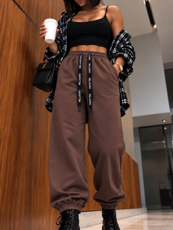 Trousers Messari with cotton chocolate