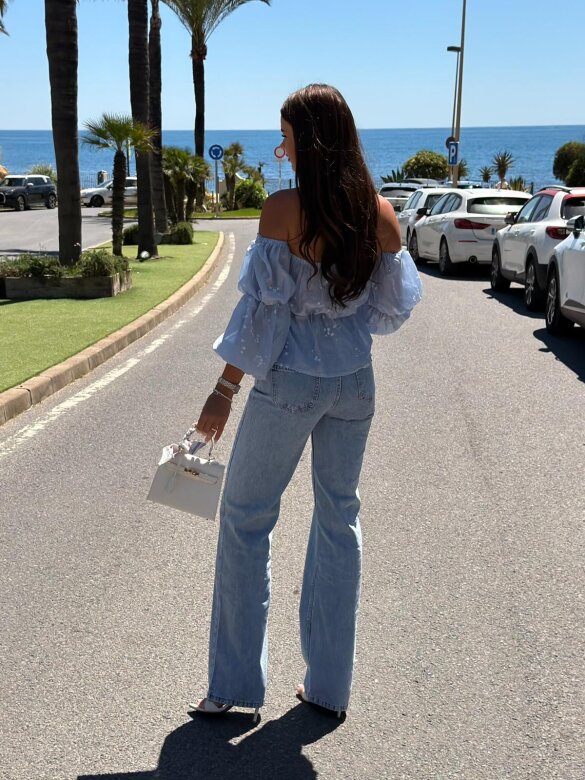 Bluzka Alira hiszpanka z wiskozy niebieska 