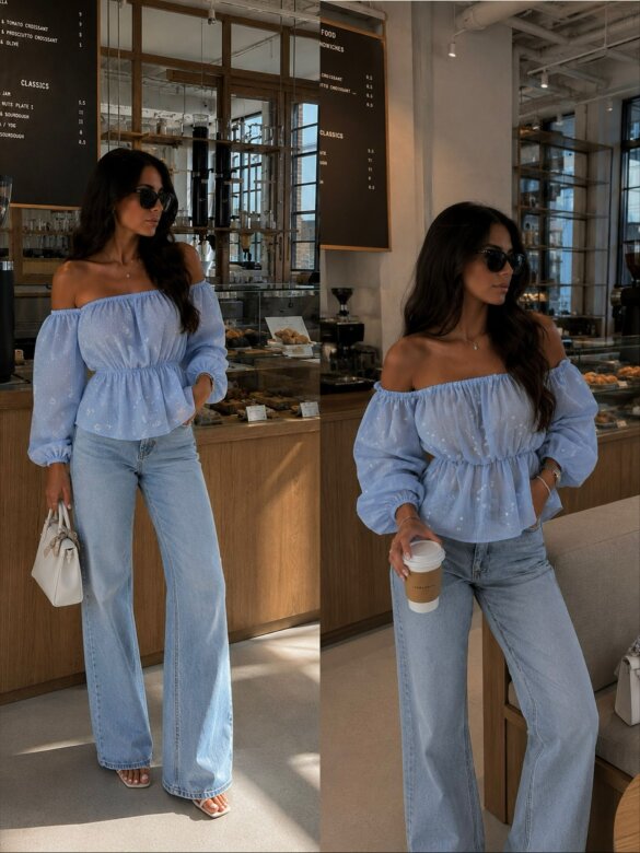 Blouse Alira viscose blue