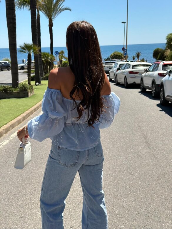 Bluzka Alira hiszpanka z wiskozy niebieska 