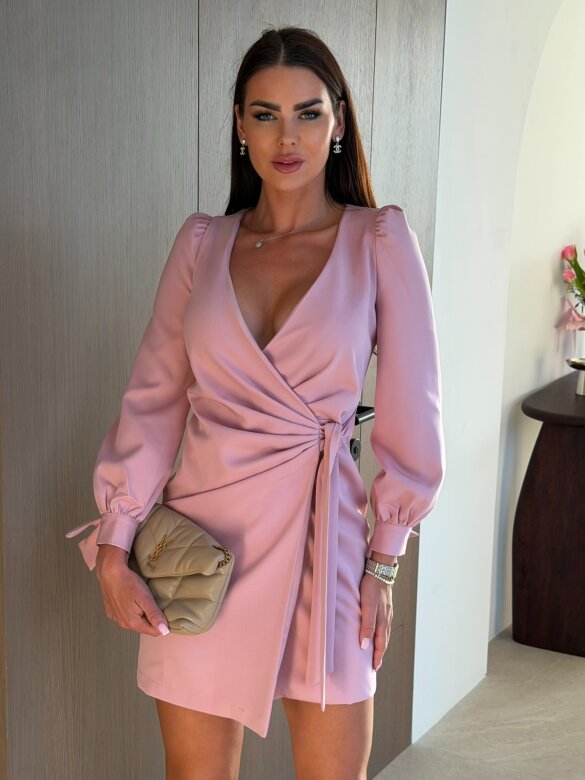 Sukienka Noelle kopertowa pudrowa