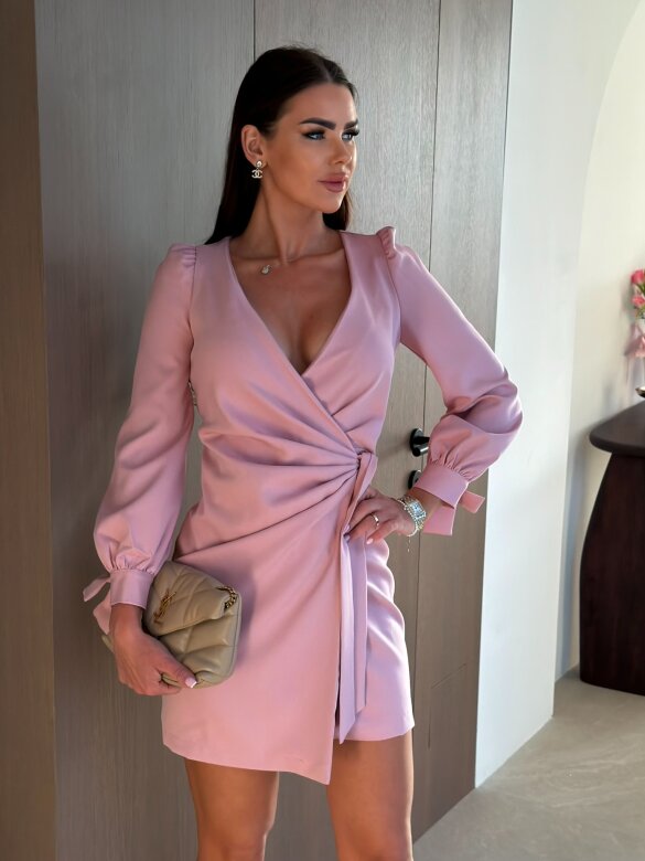 Sukienka Noelle kopertowa pudrowa