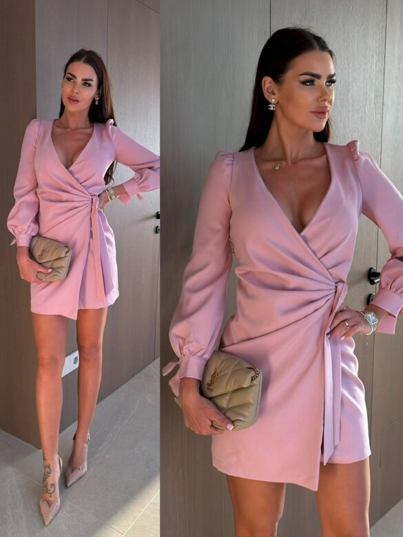 Sukienka Noelle kopertowa pudrowa