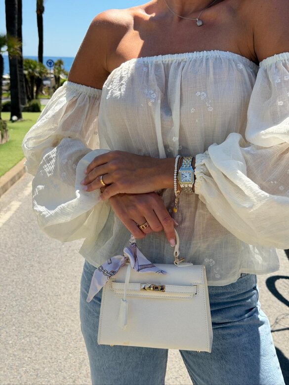 Bluzka Alira hiszpanka z wiskozy biała