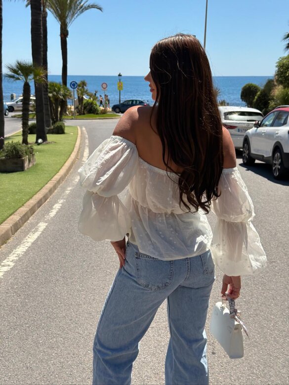 Bluzka Alira hiszpanka z wiskozy biała