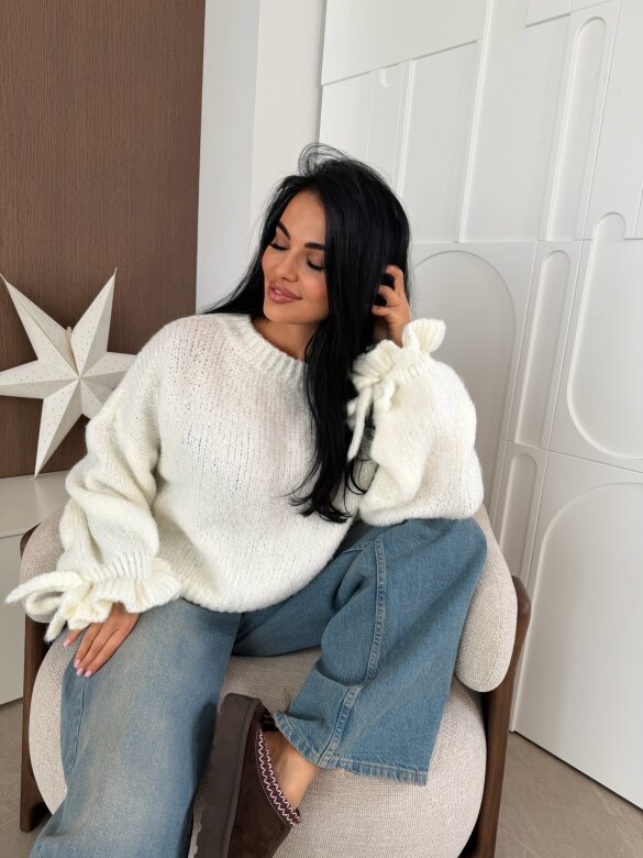 Sweter Soft Touch z wełną i moherem ecru